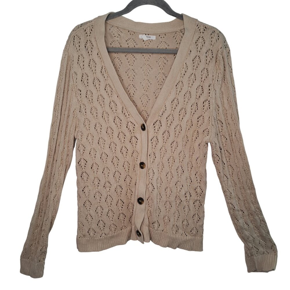 Maurices Tan Open Knit V Neck Button Down Cottagecore Cardigan Plus Size XXL